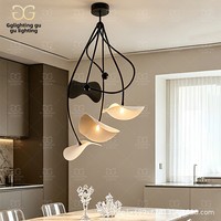 Lustre en cuivre vintage de luxe léger en forme de feuille de lotus avec éclairage LED 480x900mm pour restaurant, salon, chambre et villa