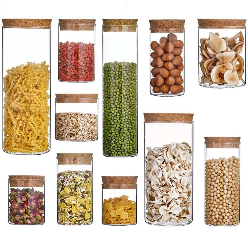 Pots de stockage d'aliments en bambou, 12 pièces, couvercle de cuisine, verre transparent, maison, noël, espace de luxe, saint valentin, cadeaux de fête personnalisés