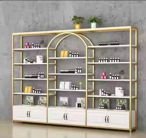 Estantes Cosméticos de Diseño Moderno en Dorado, Exhibidores para Tiendas de Cosméticos con Gabinete, Personalizables con Logotipo y Tamaño - Product Image 4