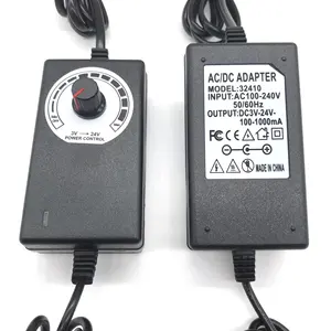 Ac Ke Dc Adaptor Adjustable Power Adaptor 3-24V 1A untuk Motor, Pompa Air