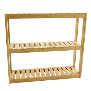 Custom-made bamboo bathroom storage <b>rack</b>, <b>wall</b>-mounted storage <b>rack</b>, multi-functional flower <b>rack</b> and <b>shoe</b> <b>rack</b> for home use. - Product Image 1