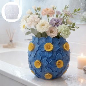 Moule en silicone pour <span class=keywords><strong>pot</strong></span> <span class=keywords><strong>de</strong></span> fleurs en résine à motif floral en relief, moule 3D pour fleurs en béton, pour pots en résine DIY, moule pour vase, pour porte-bougie, boîte <span class=keywords><strong>de</strong></span> rangement - Product Image 6