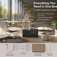 Diffuseur d'huiles essentielles portable rechargeable 30 ml, base en verre et bois, design sans eau, pour voyage, bureau, étude, hôtel, humidificateur