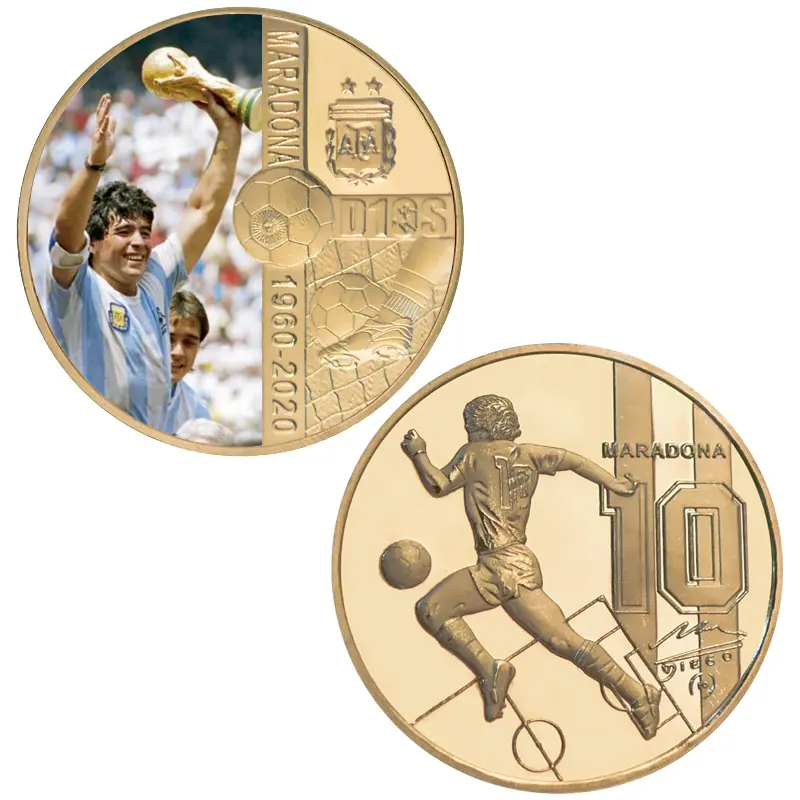 Gold Silver Plated Coin1960-2020 RIP Diego Maradona Football Challenge Coins Souvenir Gift for Him Collectible
