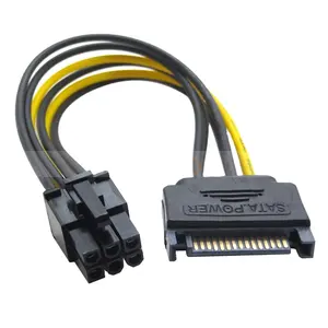 15 핀 SATA 6 핀 여성 PCI-E 그래픽 비디오 카드 전원 케이블