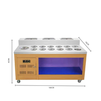 Réfrigérateur de présentation de condiments pour hot pot et malatang à refroidissement direct de 1,8 m avec 3 étagères, table de buffet 2-8 places