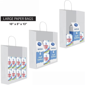 Sacchetti di Carta Personalizzati all'Ingrosso, Bianchi e Marroni, con Manico per Ristoranti, Fast Food, Asporto e Supermercati - Product Image 3