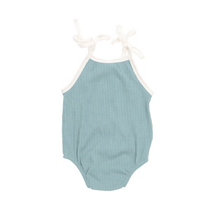 सरल डिजाइन काटने का निशानवाला कपास गर्मियों बिना आस्तीन नवजात बच्चे को लड़कियों के 'Rompers कपड़े - Product Image 3