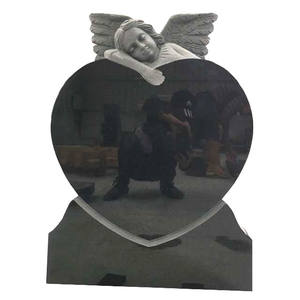 Детская Статуя Ангела полированная похоронная надгробия надгробие с резным черным сердцем - Product Image 1