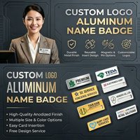 Badge nominatif rectangulaire en métal moulé, logo gravé sur mesure, porte-badge d'employé, support magnétique de sécurité, fente d'insertion réutilisable