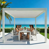 Pergola rétractable en aluminium pur 8x8 à lames orientables, structure extérieure imperméable pour jardin, patio et cour arrière
