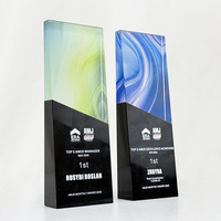 Trophées et médailles en cristal noir pour récompenses d'employés, trophées d'anniversaire, d'honneur et d'appréciation MH-J0943