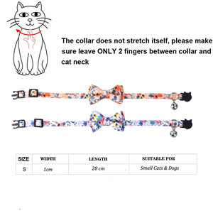Collier de chat Tanpopo échappée avec noeud papillon cloche fleurs imprimer Bandana Kitty collier amovible noeud papillon pour mignon joli chaton cadeau - Product Image 2