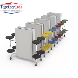 Table et chaises de cantine scolaire modernes en métal pour 8 personnes, meubles de salle à manger - Product Image 5
