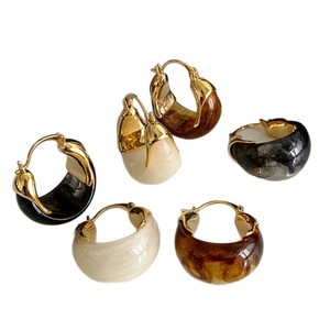 Trendy <b>Cuff</b> <b>Earrings</b> Gold Plated Acrylic Resin Lucite Zinc Alloy Women's Party Fashion Jewelry Made in China - Product Image 2
