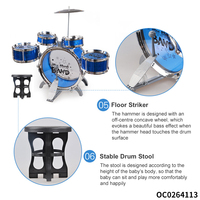 Batterie de Jazz en Métal Électroplaqué pour Enfants avec Siège, Grand Ensemble d'Instruments de Musique à Percussion en Acier