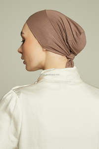<span class=keywords><strong>LO</strong></span>.LOVE Unterkappe für Hijab - Französisches Beige Maßgefertigte Überkreuz-Unterkappe Hochwertige Oxford-Baumwolle Wärmende Atmungsaktive Innenkappe - Product Image 2