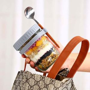 Boîte de conservation alimentaire portable 300 ml avec couvercle et cuillère pour flocons d'avoine, céréales, noix, yaourt, salade de fruits, condiments - Product Image 3