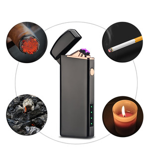 Briquet électronique rechargeable à double arc étanche au vent Affichage de la puissance LED Bougie à fumer électrique Cadeau d'affaires pour le feu - Product Image 3