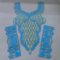 Col en dentelle fait main à coudre, appliques brodées 3D avec strass, en feutre non tissé, pour vêtements