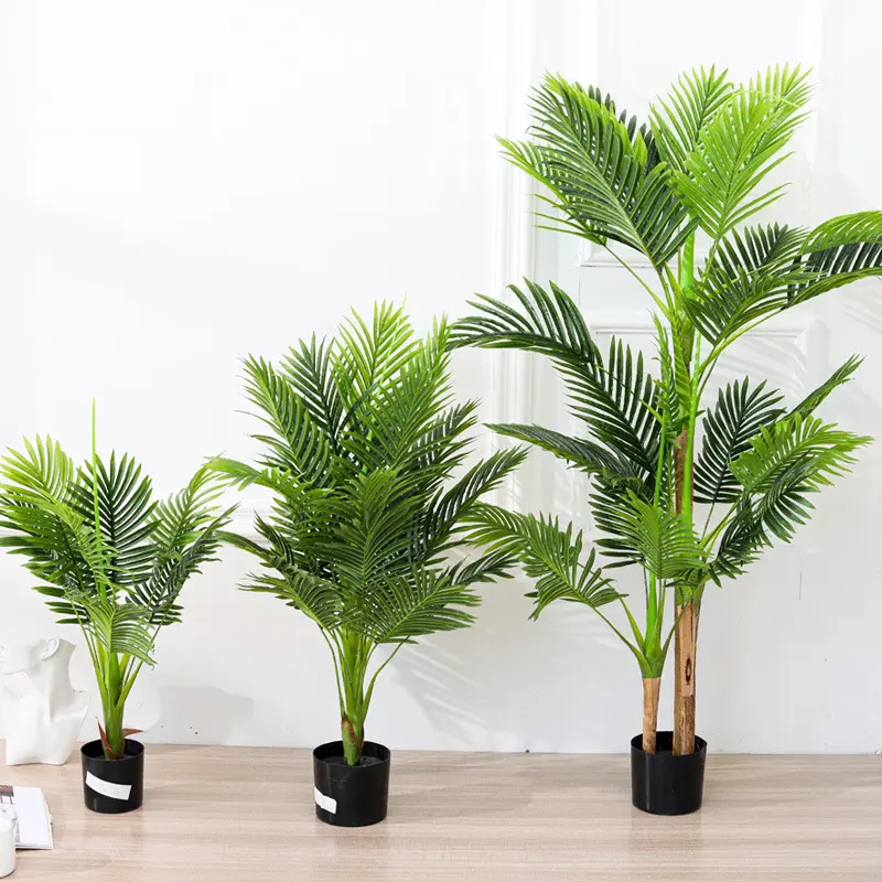 Plastic Artificial Plant Palm Artificial Tree Bonsai Potted Green Home Decor Garden Leaves Decorative Faxu Plants Indoor Fake