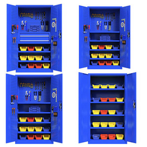 <span class=keywords><strong>Armoire</strong></span> à outils robuste, boîte à outils d'atelier, panneau de rangement à trous carrés pratiques, structure intérieure personnalisée - Product Image 6
