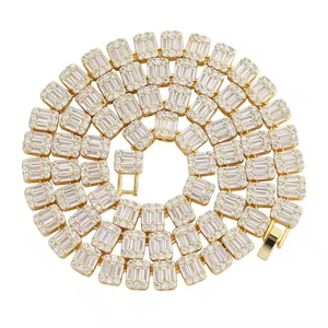 Collar de Cadena Cubana con Eslabones en Forma de T, Chapado en Oro, Plata de Ley 925, con Moissanita, Unisex, de Alta Calidad, Joyería Hip Hop de Lujo - Product Image 2
