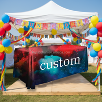 Housse de table personnalisée pour événements, fêtes, mariages – Décoration extensible en spandex, ajustée, lavable, durable, pour drapeaux et bannières