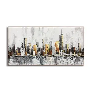 Abstract wall art decor Gold Leaf Oil Painting Art Tourist City Paintings texture painting living room wall decor luxury