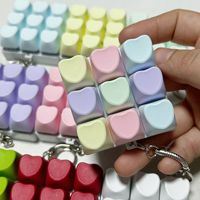 Millantech Good Quality Heart Colorful Press-to-relieve 9-key Keycap 9 Button Fingertip Bag Keychain Cartoon Keyring Souvenir