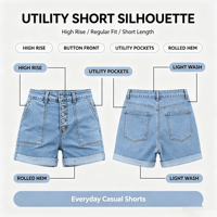 Shorts en jean taille haute boutonnés pour femme, en viscose extensible, avec ourlet retroussé, vente en gros usine