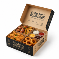 Boîte à emporter personnalisée avec logo, pour combo de poulet frit, frites, anneaux d'oignon, en gros, écologique, résistante à la graisse, avec séparateur