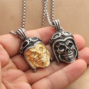 European American Style <b>Titanium</b> Steel Skull Pendant Punk Retro Men's Necklace 280458 Stainless Steel Geometric Skeleton Design - Product Image 3