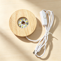 Lampe de table ronde en bois sur mesure, support de lampe, piles AAA, prise USB, batterie au lithium, lumière blanc chaud multicolore, homologuée CE