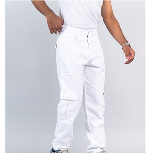 Nueva moda para hombres jóvenes Regular Fit White <span class=keywords><strong>Cargo</strong></span> Baggy Fit Denim <span class=keywords><strong>Jeans</strong></span> para hombres - Product Image 2
