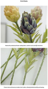 Venta al por mayor de fábrica: Flores artificiales realistas de alcachofa con aspecto natural seco, tallos de cardoon, centro de mesa decorativo estilo nórdico bohemio para el hogar. - Product Image 6