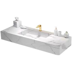 <span class=keywords><strong>Lavabo</strong></span> de piedra de mármol negro de lujo, <span class=keywords><strong>lavabo</strong></span> colgante de pared, Sensor LED, armario de almacenamiento de espejo - Product Image 5