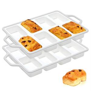 Moule à pâtisserie rectangulaire 8 cavités MUYULINS Factory, qualité platine LFGB, antiadhésif, sans BPA, en silicone, pour gâteaux et muffins. - Product Image 1