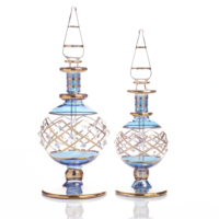 Bouteille en verre égyptien soufflé à la main turquoise, or 24 carats, Art Déco, faite à la main, décoration pour hôtel et spa, vente en gros