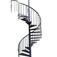 Escalier en spirale moderne et élégant en acier inoxydable pour usage extérieur et grenier, avec main courante en fer forgé