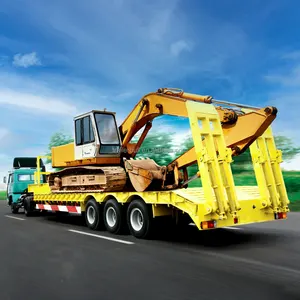 13m 60T Capacity with 3 Axles Fixed Gooseneck FGN Low Bed Trailer with 8m flat bed For Heavy Construction Machine Transit