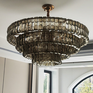 Lampe suspendue <span class=keywords><strong>en</strong></span> <span class=keywords><strong>verre</strong></span> rétro d'intérieur, style nordique, éclairage de salon, lustre pour villa à plafond haut, installation pour projet de chambre à coucher - Product Image 3