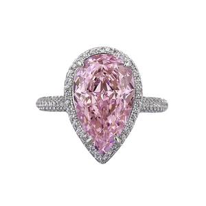 Anillo de diamantes con forma de gota de agua de platino para mujer, joyería de compromiso T0130 - Product Image 6