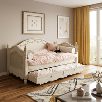 Lit plateforme moderne en bois de bouleau massif sculpté, avec rangement, écologique, pour chambre de fille, fonction extensible