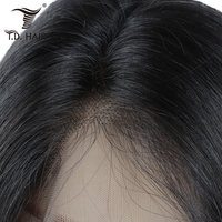 Perruque Lace Front Wig cheveux naturels vierges — TD, cheveux humains péruviens, couleur noire naturelle, soyeuse, lisses, ligne de cheveux, en Stock