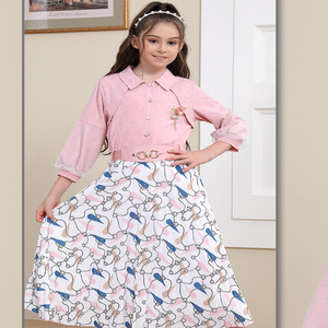 Robe d'été douce pour filles Nouvelle silhouette droite décontractée à la mode à imprimé formel au genou - Product Image 1