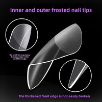 Faux ongles semi-mat européens et américains, sans couture, à couverture complète, en forme d'amande, fins et transparents