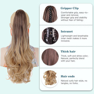 Extensions <span class=keywords><strong>de</strong></span> Cheveux Synthétiques Ondulés Longs Gradient pour <span class=keywords><strong>Queue</strong></span> <span class=keywords><strong>de</strong></span> <span class=keywords><strong>Cheval</strong></span>, Couleur Rouge, 22 Pouces, 150g - Product Image 4