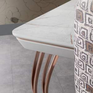 Mesa de Comedor Moderna Koza con Tapa de Mármol, Patas de Metal Rectangulares, Diseño Estable, Turquía, para Hogar, Hotel, Restaurante - Product Image 4