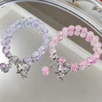 Bracelet en Verre Coloré en Gros pour Femmes, Bijoux Papillon Ajustables à Cristaux Dégradés, Cadeau de Couple, Bracelets Fille